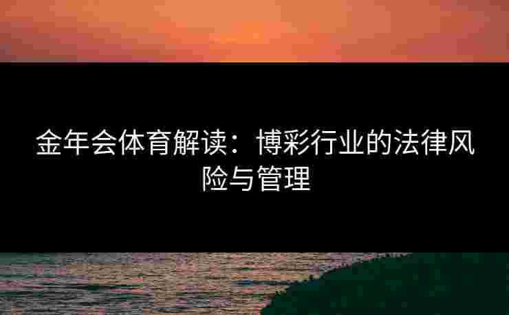 金年会体育解读：博彩行业的法律风险与管理