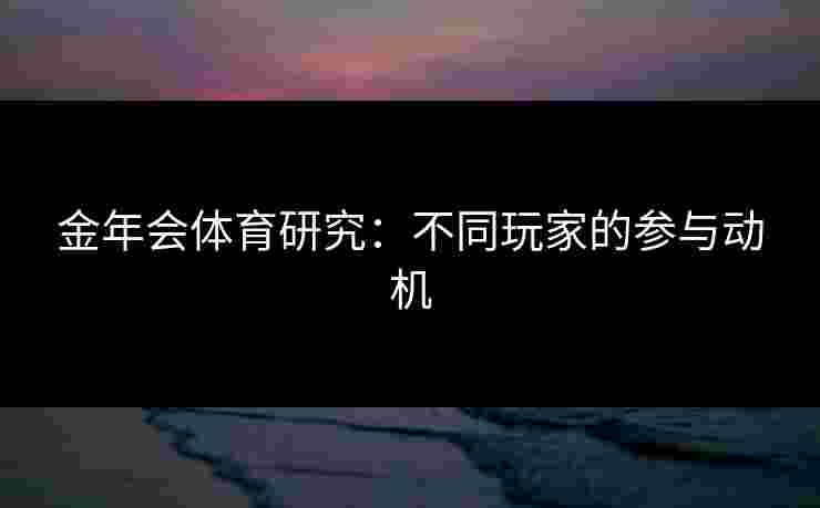 金年会体育研究：不同玩家的参与动机